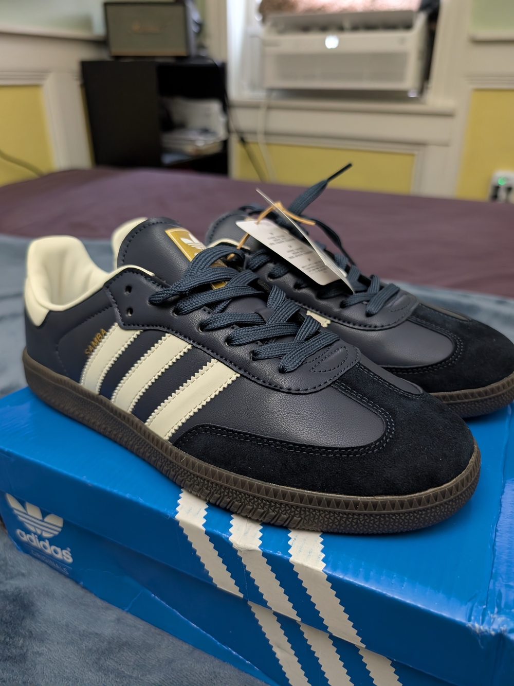 adidas Navy and White Classic Low-Top Sneakers